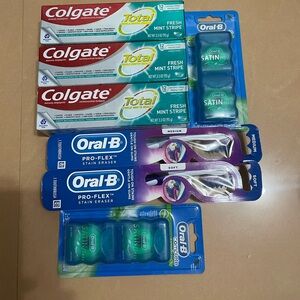 3 Colgate Total Fresh Mint Toothpaste + 2 Oral B pro flex toothbrush Bundle